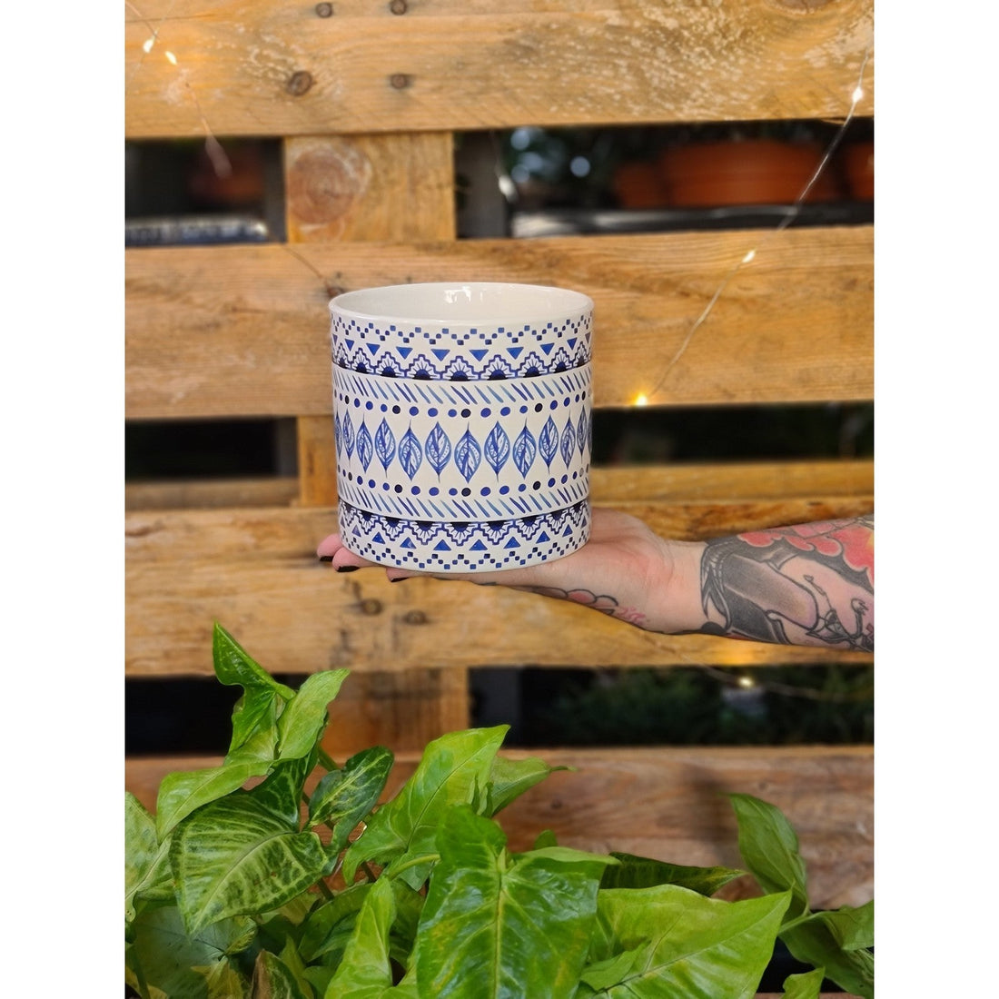 Leafy Blue Planter