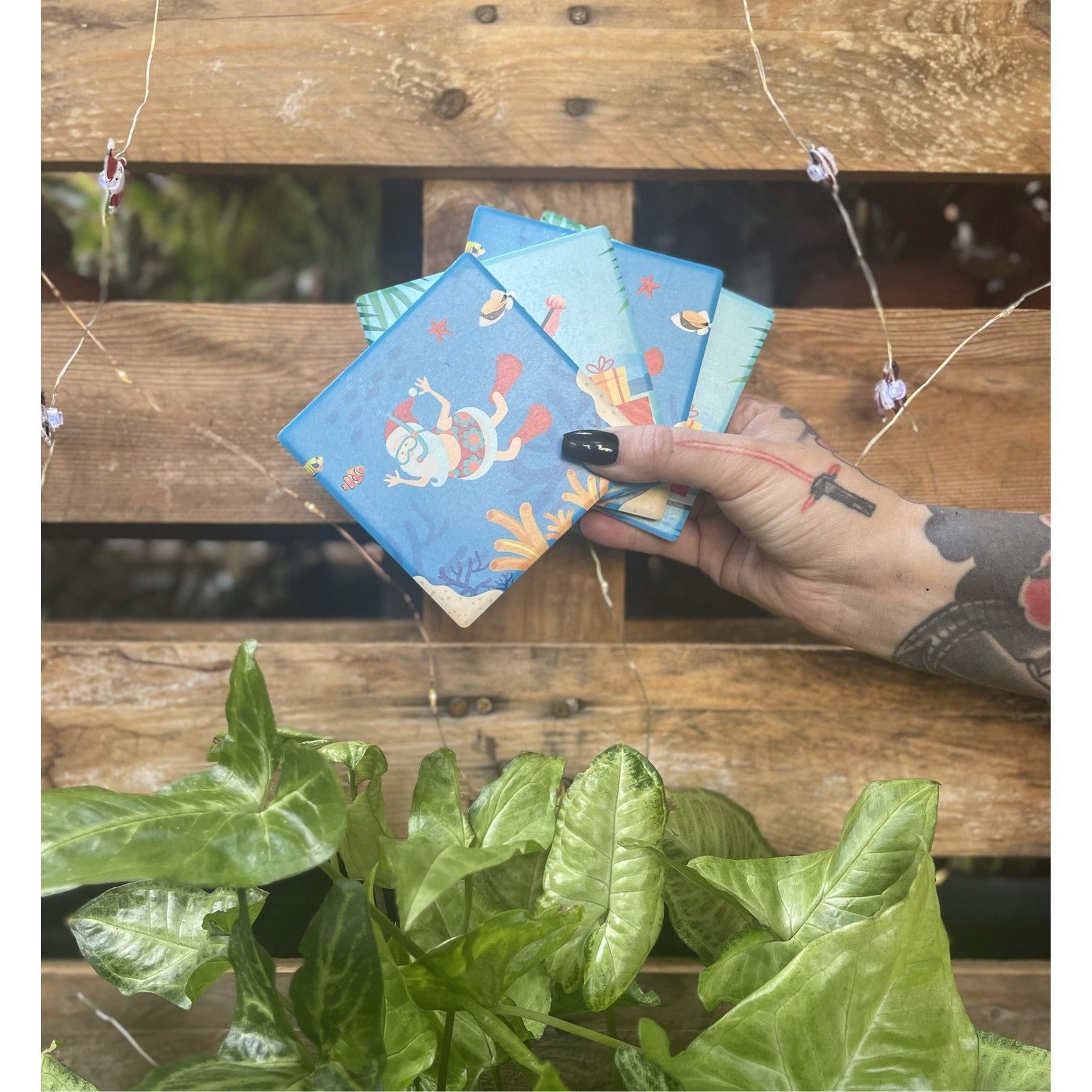 Summertime Santa Christmas Coasters